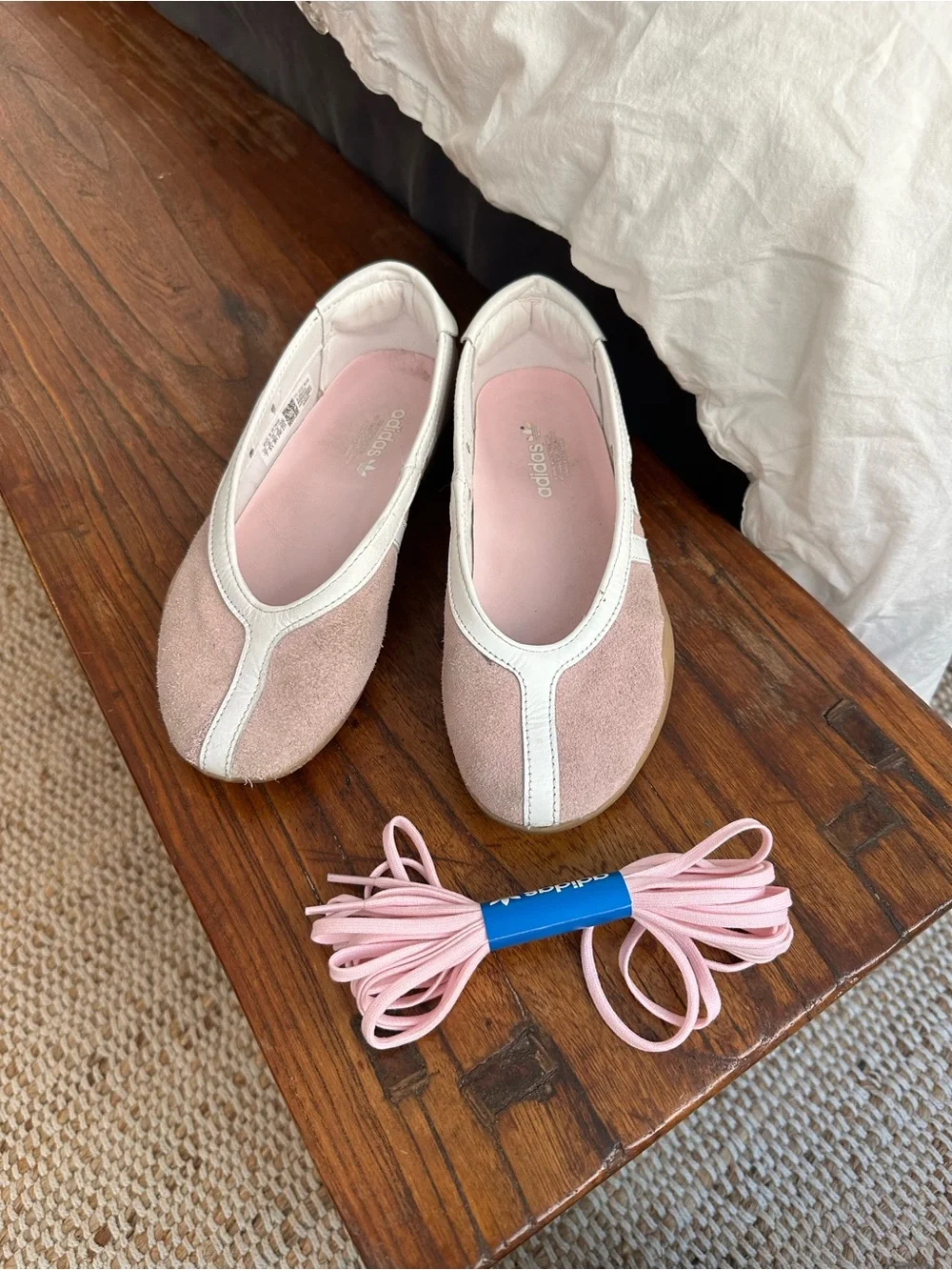adidas mae taekwondo pink suede Mary Jane flat sneakers with new laces